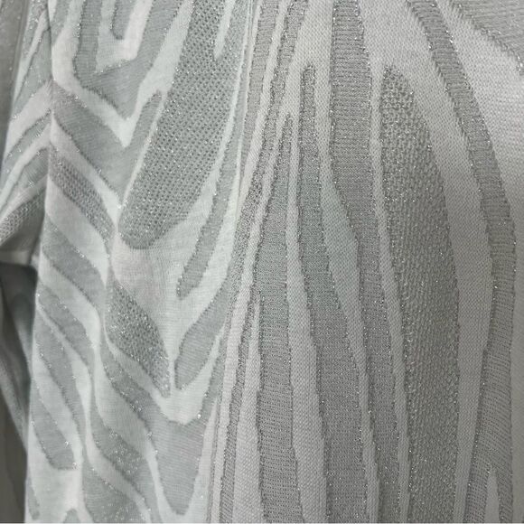 Chico's Womens Size 3 Long Open Cardigan Tunic Gray Silver Metallic 3/4 Sleeve - Picture 9 of 14